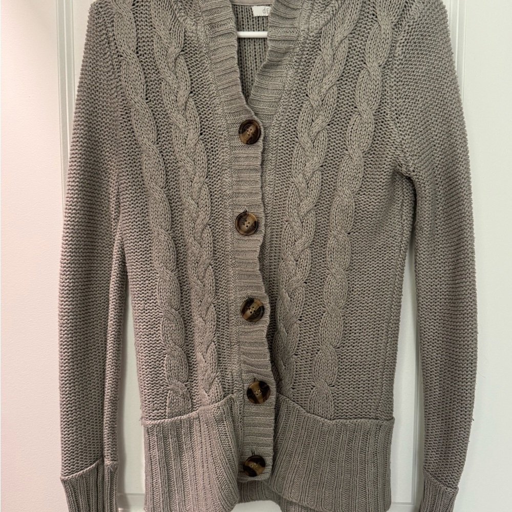 dELiA*s Gray V-Neck Cardigan Sweater